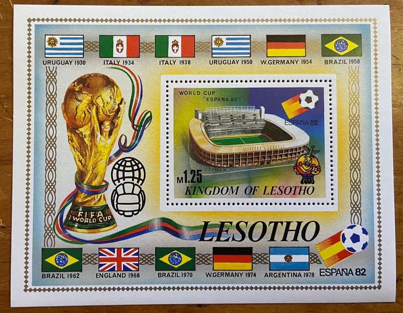 LESOTHO - 9 x Miniature Sheets - UM WEDGWOOD MICKET MOUSE BREUGHEL SCOUT WASHINGTON WORLD CUP SPORT