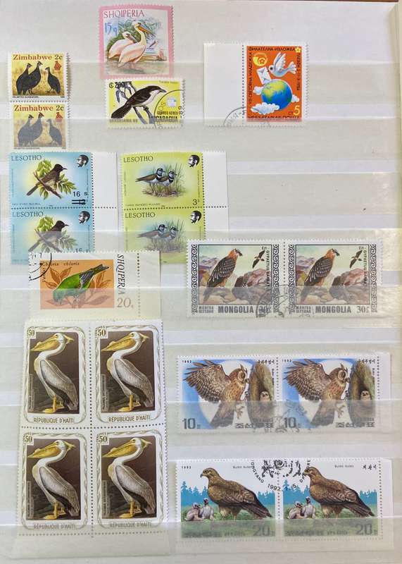 BIRDS - SELECTION of Blocks, pairs, singles mint & CTO - PELICAN GUINEA FOWL OWLS BIRDS OF PREY