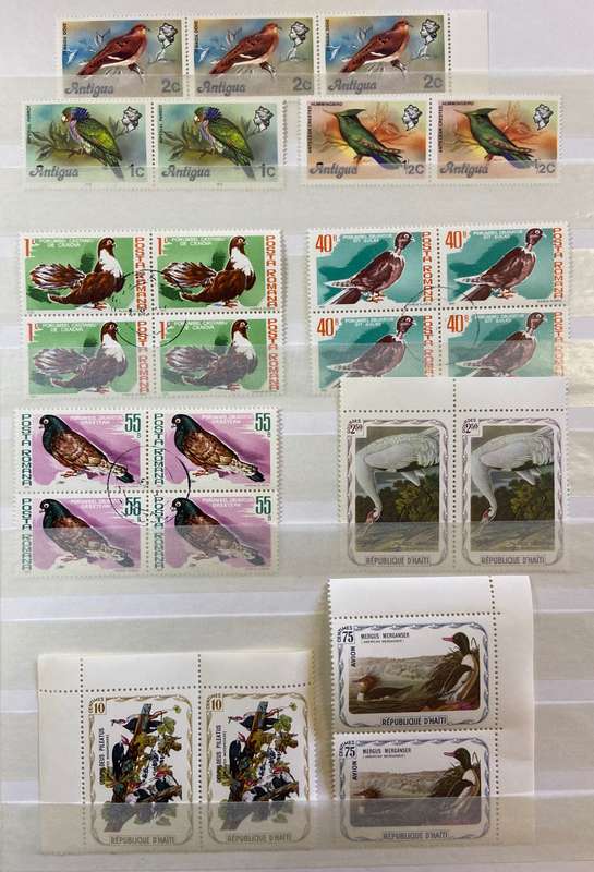 BIRDS - SELECTION of Blocks, pairs, singles mint & CTO - PIGEONS WOODPECKER DUCKS WHOOPING CRANE