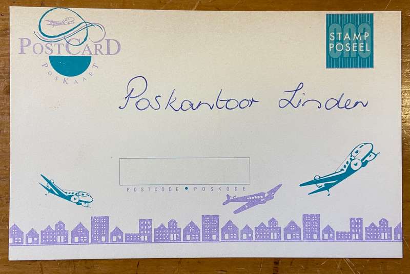 POSTCARD POSKAART LINDEN POSKANTOOR POST OFFICE Made by CNA AEROPLANES BUILDINGS UNUSUAL!!