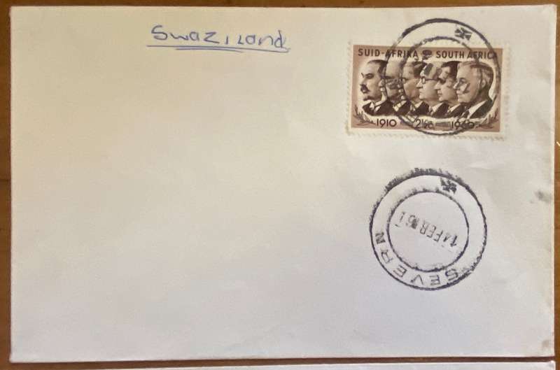 POSTMARKS x 5 - SEVERN - CAPE - 1956-72 - 1st Day cancel of SACC 185 & 188 14th February 1961.