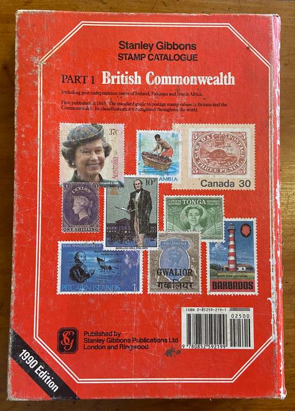 Stanley Gibbons British Commonwealth Stamp Catalogue 1990 - Part 1 - 1074 pages