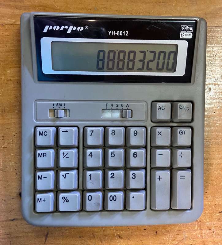 CALCULATOR ELECTRONIC PORPO YH-8012 12 DIGITS- Good working condition + NEW BATTERY INCLUDED.