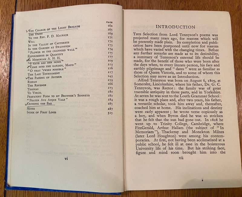 SELECTED POEMS of TENNYSON - EDITED SIR JOHN SQUIRE - MACMILLAN & CO. LTD - 1959