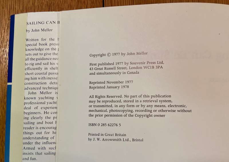 SAILING CAN BE SIMPLE - JOHN MELLOR - 1978 - SEAMANSHIP - BOATS - NAVIGATION. BOOK.