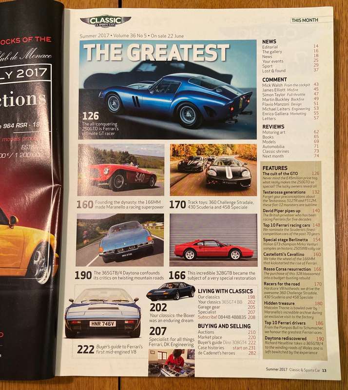 CLASSIC & SPORTS CAR - MAGAZINE - 70th ANNIVERSARY SPECIAL - UNIQUE ALL FERRARI ISSUE - 2017.