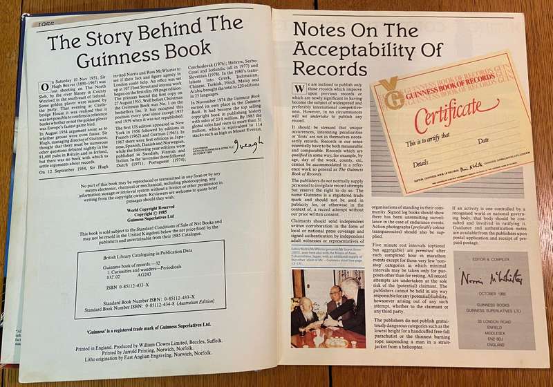 THE GUINNESS BOOK OR RECORDS - 1986 - USED with wear & tear.