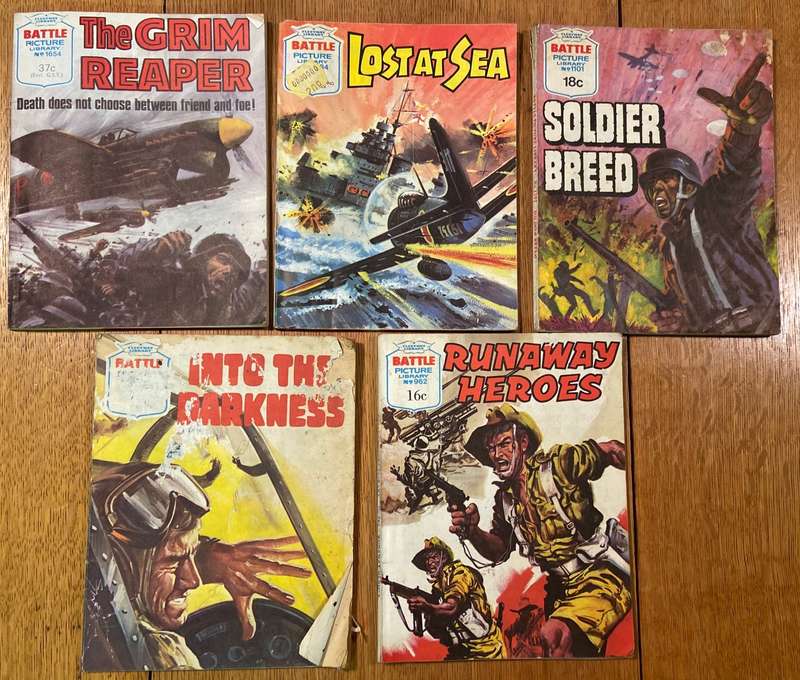 BATTLE PICTURE LIBRARY COMICS x 5 - Numbers 1101, 1654, 962 + 2.