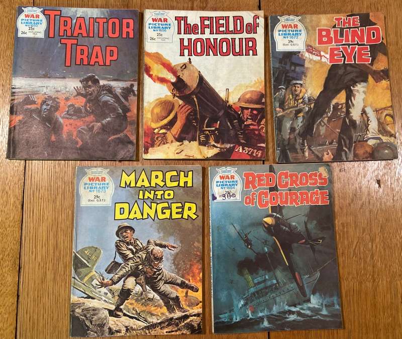 WAR PICTURE LIBRARY COMICS x 5 - Numbers 1650, 1656, 1672, 1673, 1694.