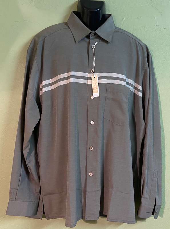 SHIRT - GREY GREEN - SMART CASUAL - FORMAL - LONG SLEEVE ITALIAN DESIGNER - ITALY CRIVER BRAND NEW!