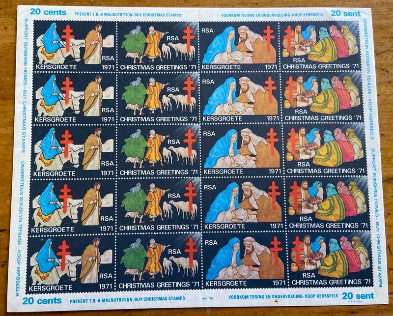CHRISTMAS STAMPS SHEET RSA KERSFEES 1981 PREVENT TB in CHILDREN 20c CINDERELLAS RELIGION JESUS
