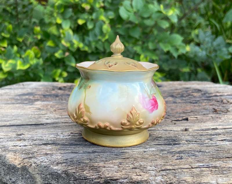 ROYAL WORCESTER POTPOURRI JAR LIDDED - HADLEY ROSES - 1911 - 265 H - UNSIGNED FLORAL - STUNNING!!