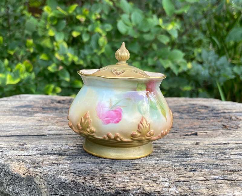 ROYAL WORCESTER POTPOURRI JAR LIDDED - HADLEY ROSES - 1911 - 265 H - UNSIGNED FLORAL - STUNNING!!