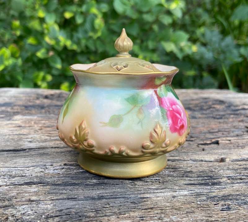 ROYAL WORCESTER POTPOURRI JAR LIDDED - HADLEY ROSES - 1911 - 265 H - UNSIGNED FLORAL - STUNNING!!