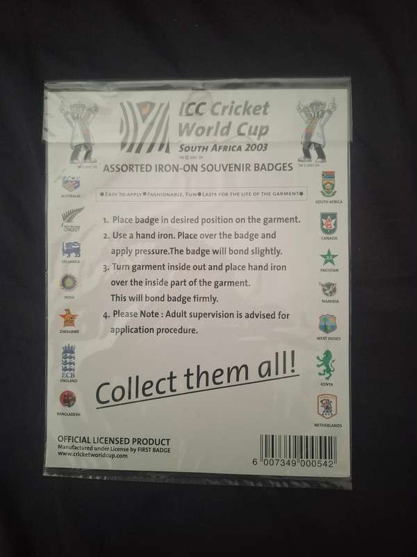 2003 Cricket World Cup Official Assorted Iron-on Pakistan Souvenir Badges