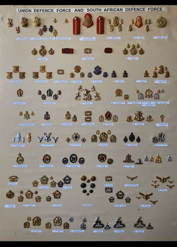 SA MEDICAL CORPS,GILT AND ENAMEL CAP AND 2 COLLARS-WORN PRE 1983- LUGS + PINS INTACT