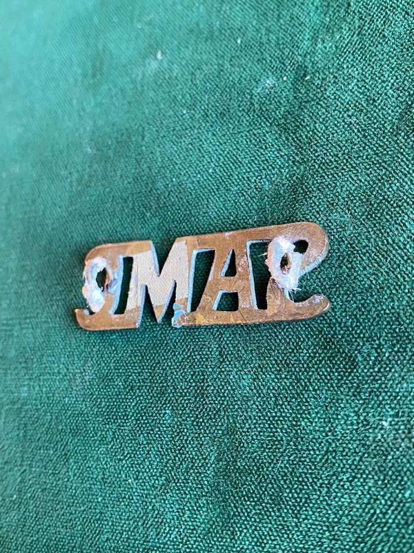 SA MEDICAL CORPS,SHEET METAL TITLE-WORN WW1- 2 LUGS