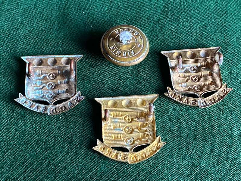 SA ORDNANACE CORPS CAP AND COLLARS-WORN 1926-1934-LUGS INTACT-SOLD WITH ONE BUTTON