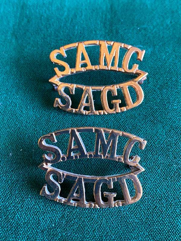 SA MEDICAL CORPS TITLE PAIR-WORN 1923-1950-LUGS INTACT