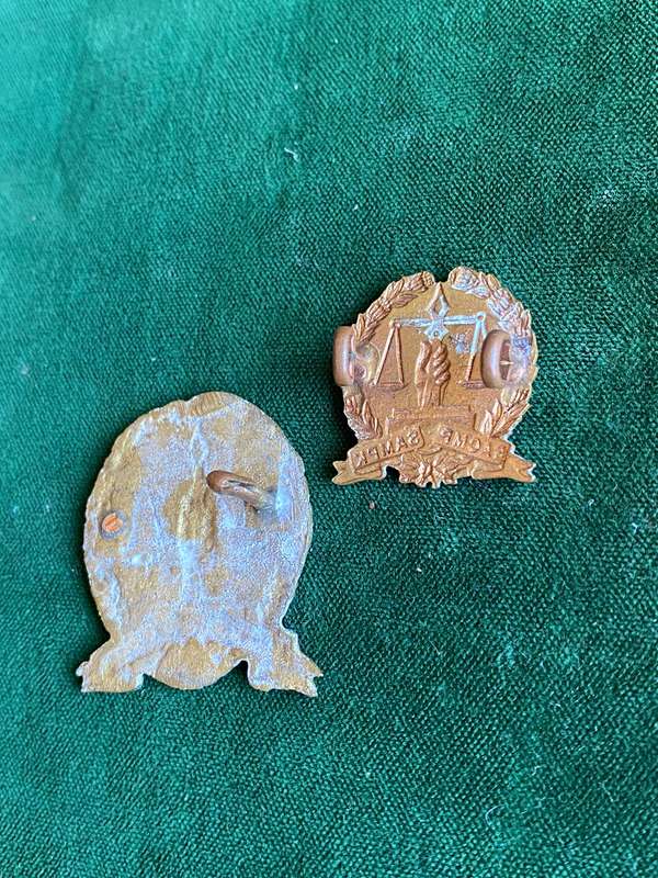 SA CORPS OF MILITARY POLICE CAP AND COLLARS-WORN 1940-1958-ONE LUG ON CAP MISSING