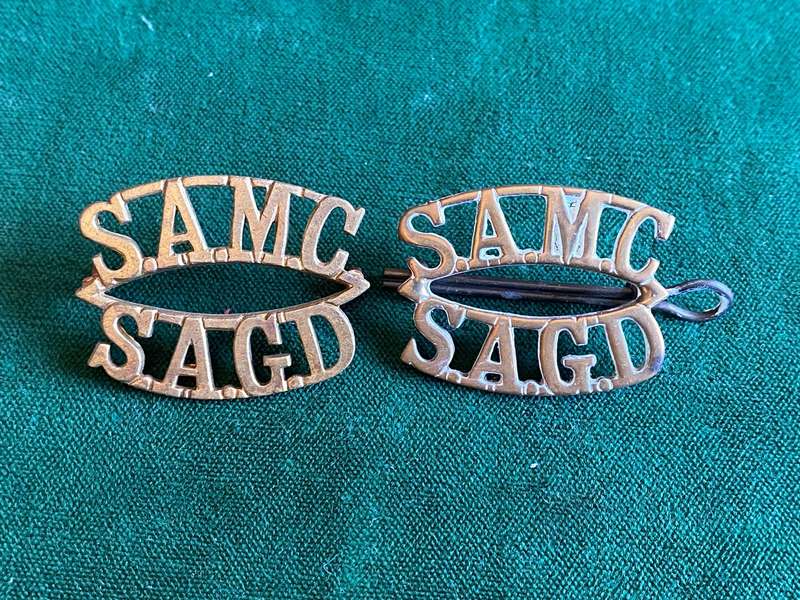 SA MEDICAL CORPS TITLE PAIR-WORN 1923-1950-LUGS COMPLETE