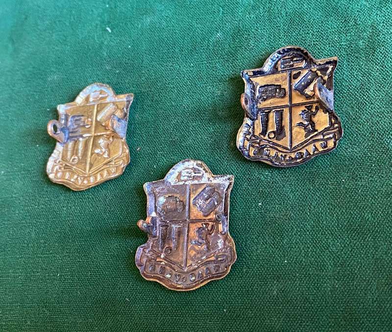 WOMANS AUXILIARY  ARMY SERVICES BRASS CAP AND COLLARS-WORN WW2-LUGS COMPLETE