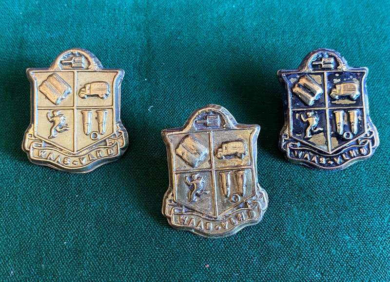 WOMANS AUXILIARY  ARMY SERVICES BRASS CAP AND COLLARS-WORN WW2-LUGS COMPLETE