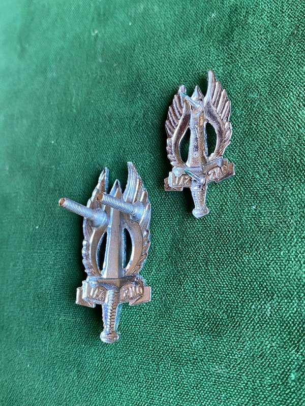 REGIMENT NORTHERN TRANSVAAL CHROME CAP AND ONE COLLAR-WORN FROM MIDDLE 1970'S-LUGS+PINS COMPLETE
