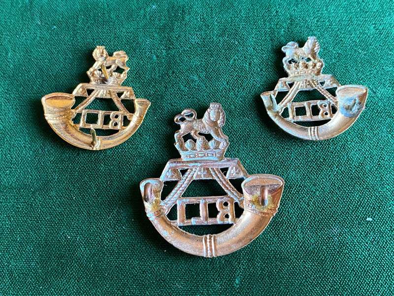 RAND LIGHT INFANTRY,GILDING METAL CAP AND COLLARS-WORN POST 1913-LUGS + PINS INTACT