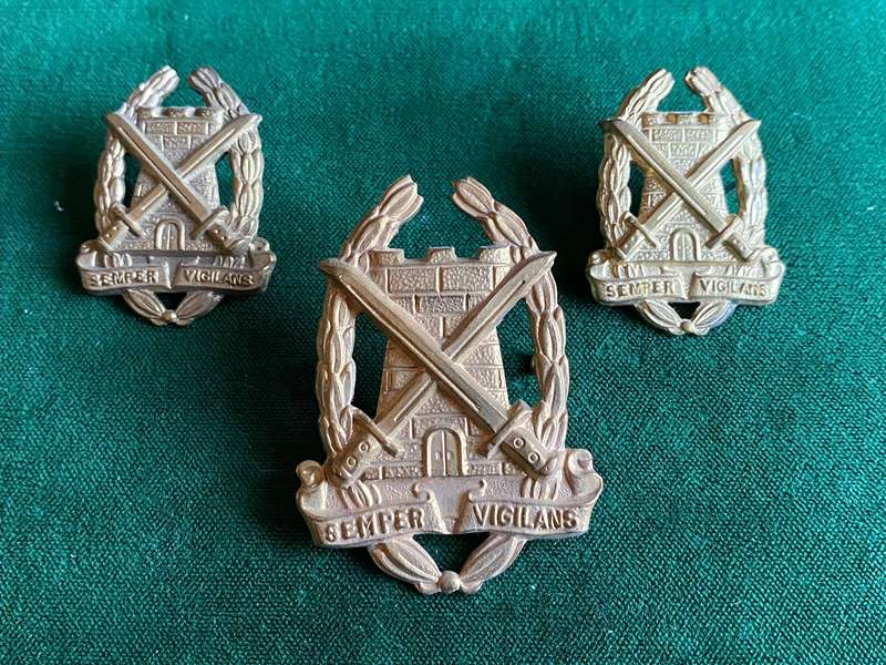 SPECIAL SERVICE CORPS,GILDING METAL CAP AND COLLARS-WORN POST 1965-LUGS + PINS COMPLETE