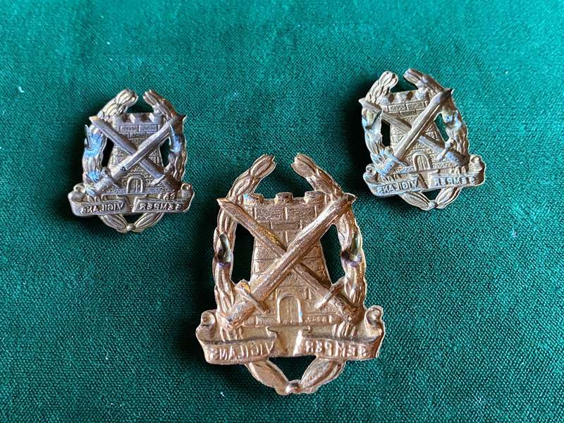 SPECIAL SERVICE CORPS,GILDING METAL CAP AND COLLARS-WORN POST 1965-LUGS + PINS COMPLETE