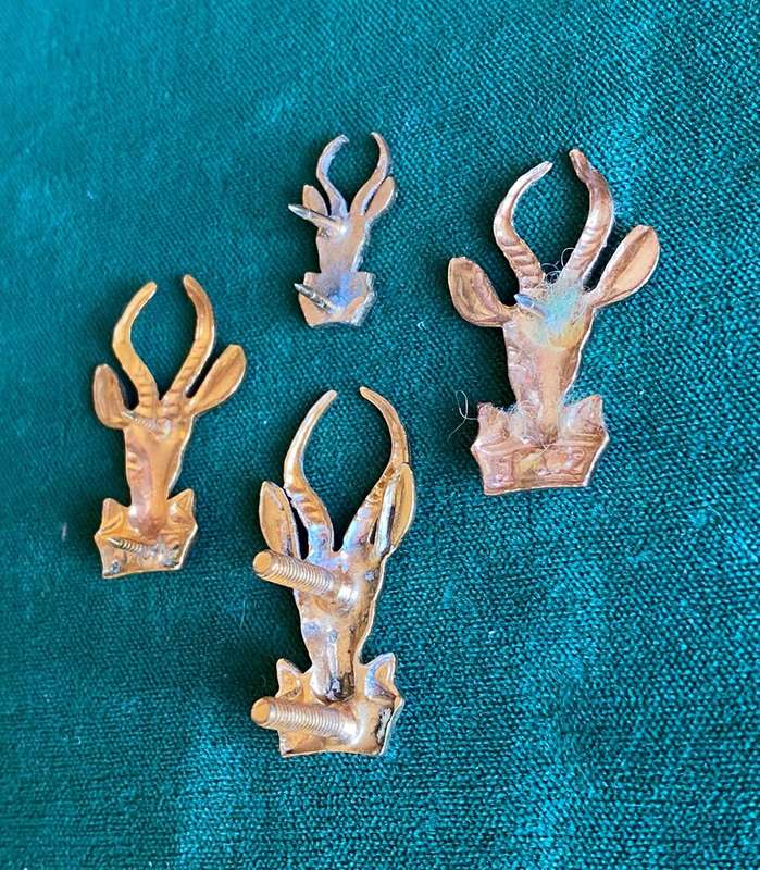 SA INFANTRY CORPS BERET COLLARS AND ONE MESS DRESS COLLAR BADGES-GILT-LATER VERSION-ONE PIN MISSING