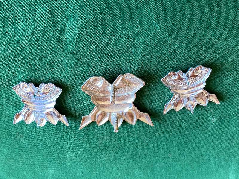 111 BATTALION CHROMED CAP AND COLLARS-APPROVED 1980-LUGS + PINS INTACT