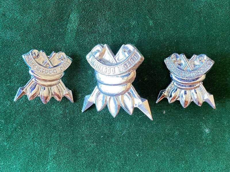 111 BATTALION CHROMED CAP AND COLLARS-APPROVED 1980-LUGS + PINS INTACT