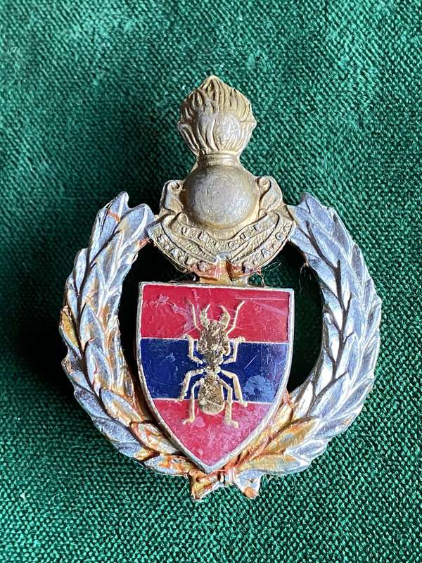 1 CONSTRUCTION REGIMENT CAP BADGE-APPROVED IN 1986-SHORTER SCREW LUGS