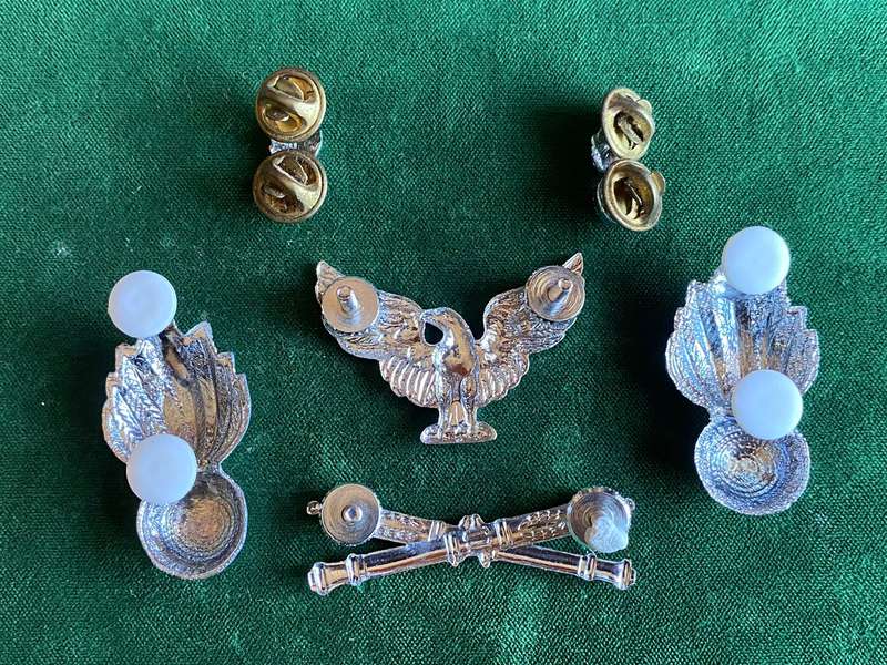 TRANSVAAL STAAT ARTILLERY,CHROME CAP COLLARS AND MESS DRESS COLLARS-ALL PINS +LUGS INTACT