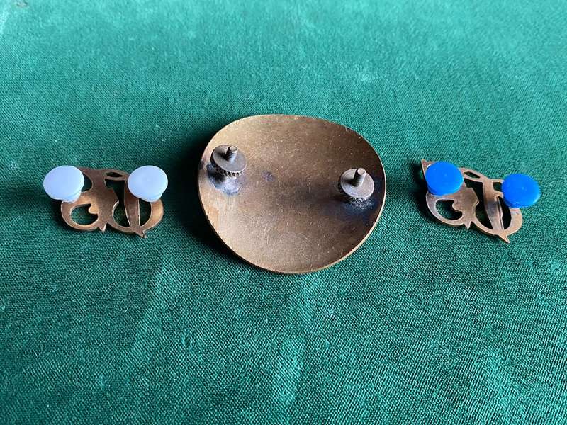 STATE PRESIDENTS GUARD,BRASS AND ENAMEL CAP AND 2 COLLARS-WORN PRE 1986-LUGS + PINS INTACT