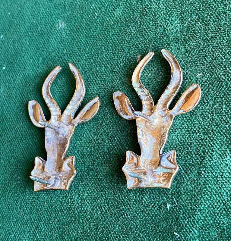 SA INFANTRY COLLAR BADGE PAIR-STAIBRITE-PINS INTACT