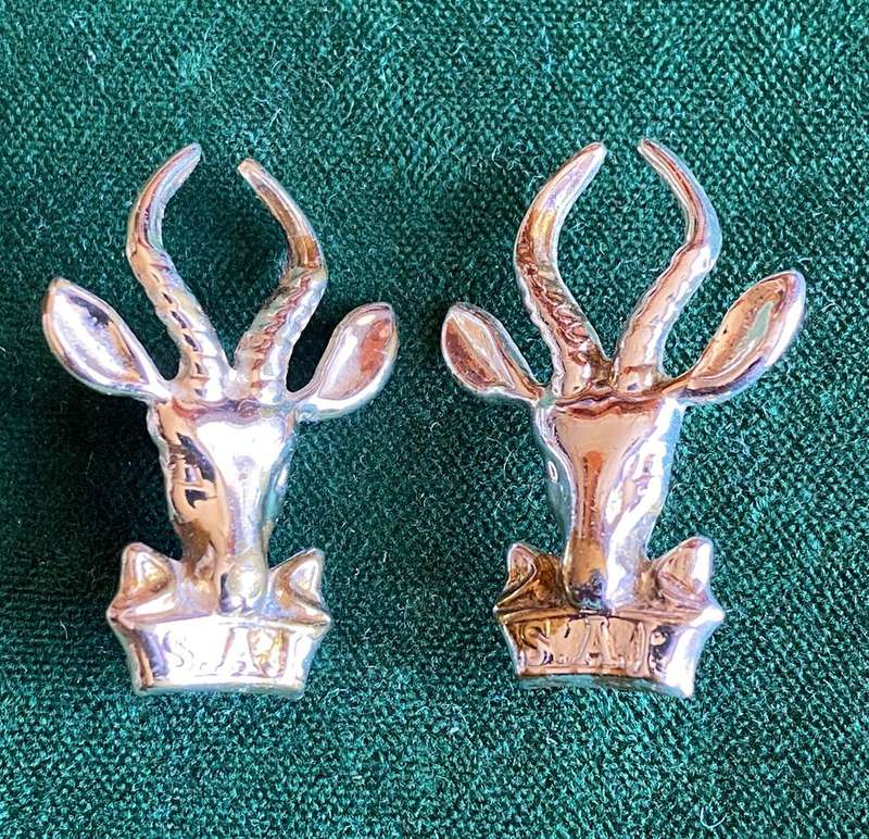 SA INFANTRY COLLAR BADGE PAIR-STAIBRITE-PINS INTACT