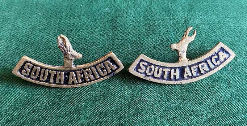 SOUTH AFRICA TITLE PAIR-MADE AND WORN IN EGYPT 1942-LUGS COMPLETE
