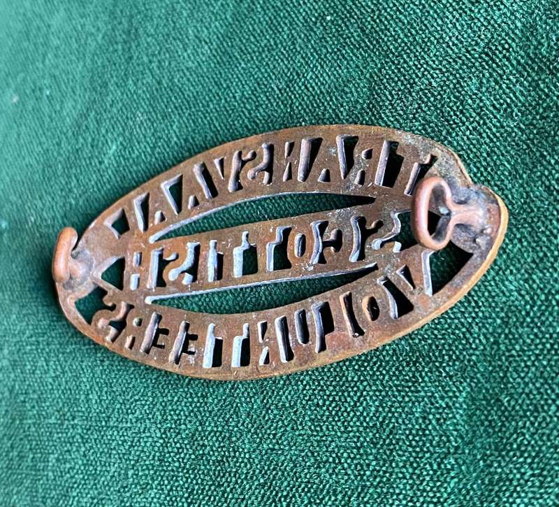 TRANSVAAL SCOTTISH VOLUNTEERS TITLE-WORN POST 1902- 2 LUGS