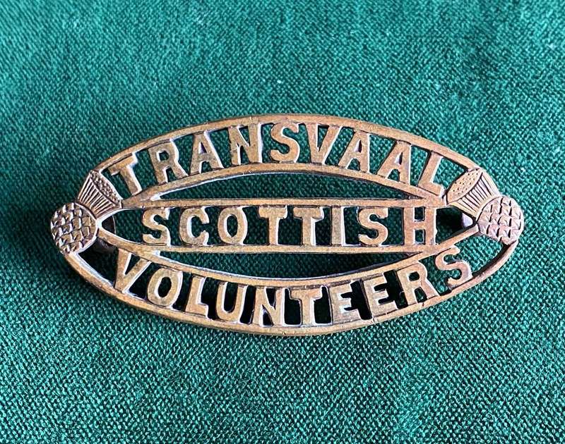 TRANSVAAL SCOTTISH VOLUNTEERS TITLE-WORN POST 1902- 2 LUGS
