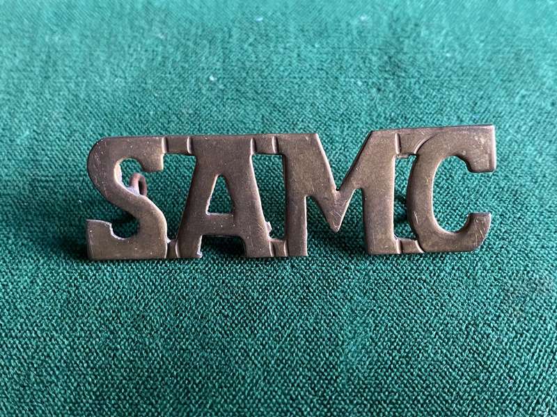 SA MEDICAL CORPS SHEET METAL TITLE WW1-2 LUGS