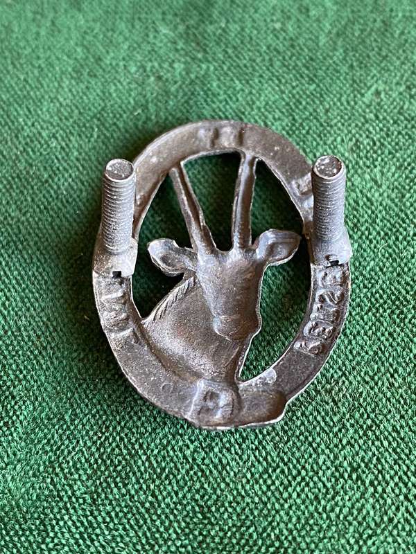 8 SA INF. GREY METAL CAP BADGE-APPROVED 1988- 2 LUGS