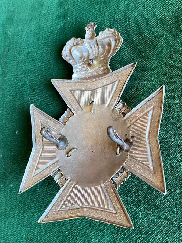 DUKE OF EDINBURGH'S OWN VOLUNTEER RIFLES WHITE METAL HELMET PLATE-WORN PRE 1899-GUARANTEED ORIGINAL-