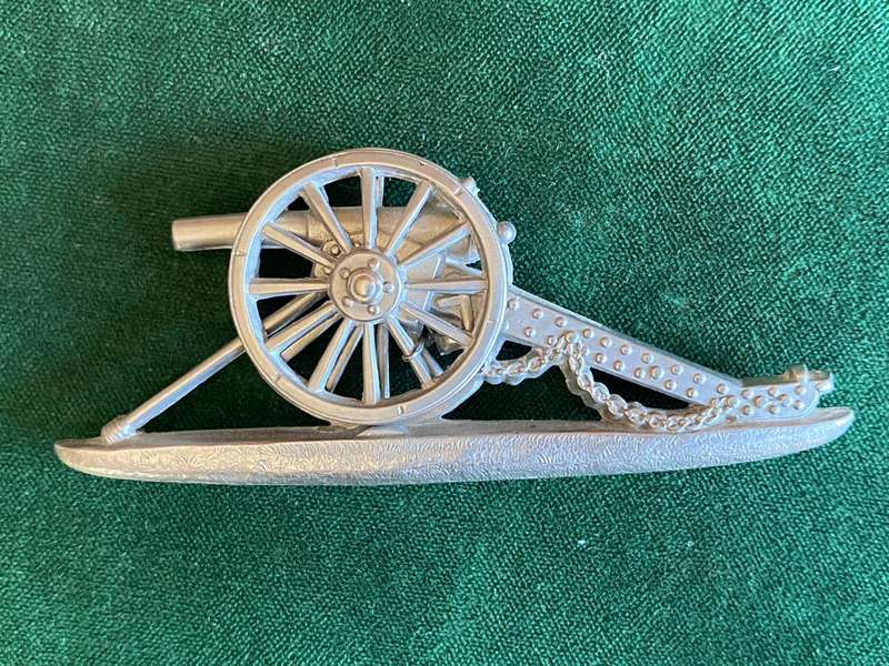 PRINCE ALFRED'S OWN CAPE VOLUNTEER ARTILLERY WHITE METAL POUCH BADGE PRE 1900-ORIGINAL-SCARCE-3 LUGS
