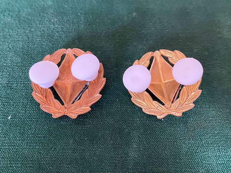 KIMBERLEY REGIMENT BI-METAL COLLARS-WORN FROM 1922-PINS INTACT