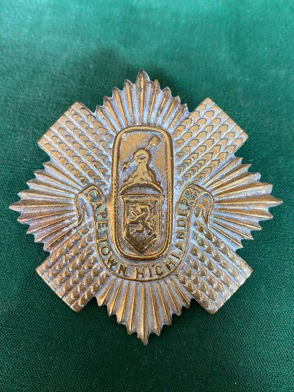 CAPE TOWN HIGHLANDERS HEADRESS BADGE-WORN 1902-1920 ON HELMET AND FROM 1921 ON TAMO'SHANTER-ONE LUG-