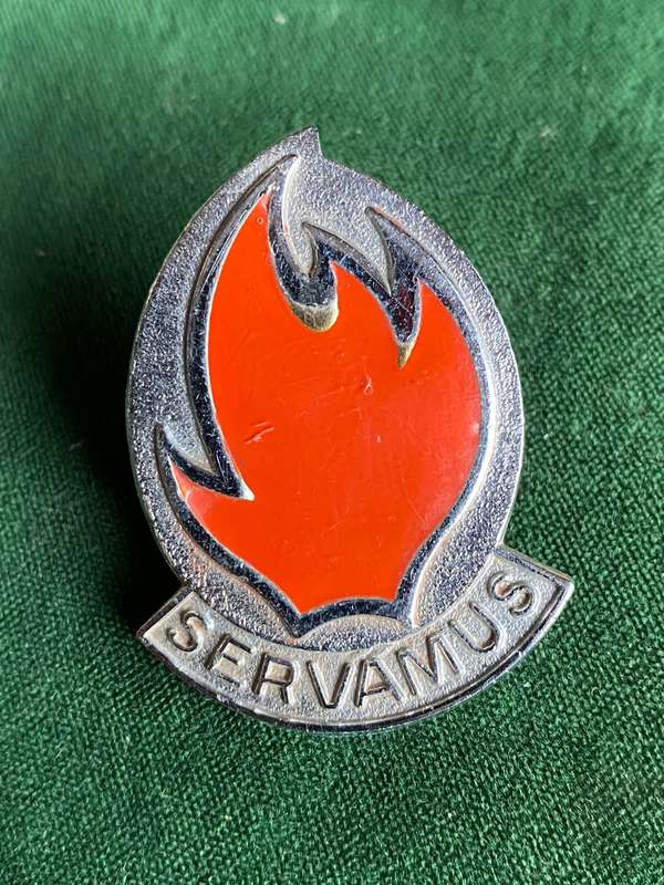113 BATTALION CHROMED AND ENAMEL CAP BADGE-APPROVED IN 1980 (PHALABORWA) -2 LUGS