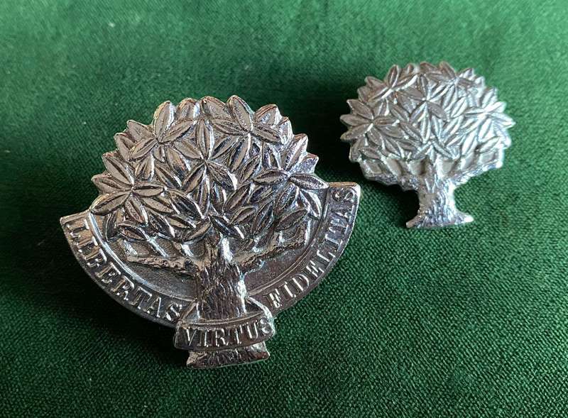 REGIMENT VRYSTAAT (FREE STATE) CHROME CAP AND ONE COLLAR-WORN POST 1976